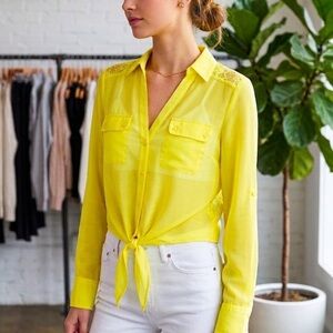 Bright Yellow Lace Accent Blouse